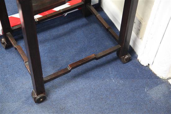 An early 20th century Chinese hardwood two tier occasional table, W.1ft 4in. D.1ft 1in. H.2ft 7in.